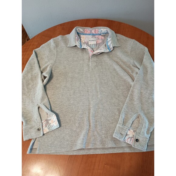Tommy Bahama Mens Cotton Blend Grey Pullover Sweater Collared Shirt Size XL - Picture 1 of 5